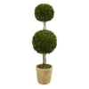 4’ Preserved Boxwood Double Ball Topiary Tree In Planter -Artificial Flowers Sale artificial 4 preserved boxwood double ball topiary tree in planter nearly natural 146902