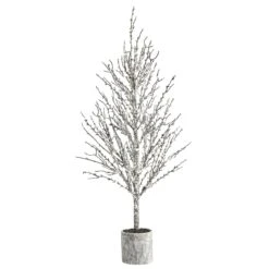 4’ Snowed Twig Artificial Christmas Tree In Decorative Planter