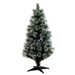 4' Snowy Pre-Lit Fiber Optic Artificial Christmas Tree With 40 Colorful LED Lights