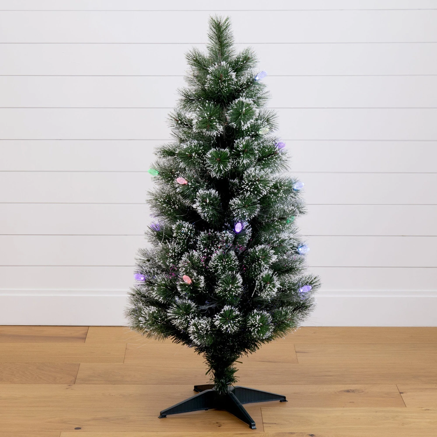 4' Snowy Pre-Lit Fiber Optic Artificial Christmas Tree With 40 Colorful LED Lights 4 4' Snowy Pre-Lit Fiber Optic Artificial Christmas Tree With 40 Colorful LED Lights - Image 2