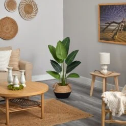 4’ Travelers Palm Artificial Tree In Boho Chic Handmade Cotton & Jute Black Woven Planter -Artificial Flowers Sale artificial 4 travelers palm artificial tree in boho chic handmade cotton jute black woven planter nearly natural 175705