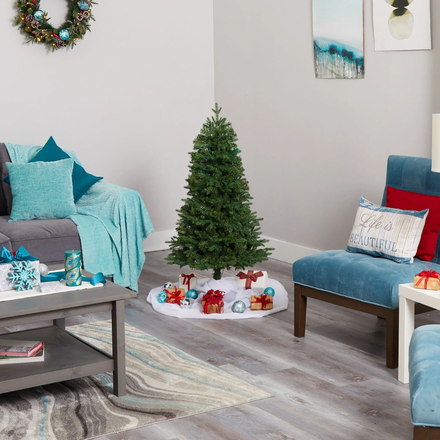 4' Vermont Fir Artificial Christmas Tree With 100 Clear LED Lights 7 4' Vermont Fir Artificial Christmas Tree With 100 Clear LED Lights - Image 5