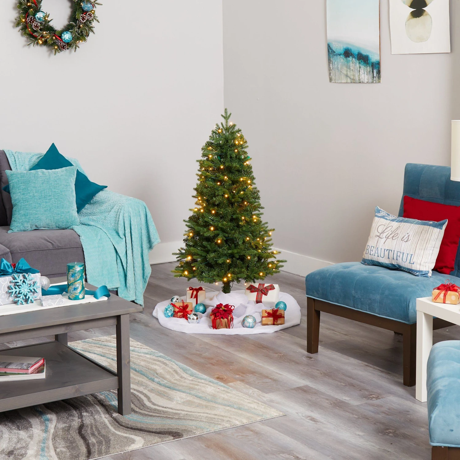 4' Vermont Fir Artificial Christmas Tree With 100 Clear LED Lights 9 4' Vermont Fir Artificial Christmas Tree With 100 Clear LED Lights - Image 7