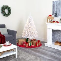 4' White Artificial Christmas Tree With 100 Clear LED Lights -Artificial Flowers Sale artificial 4 white artificial christmas tree with 100 clear led lights nearly natural 439580