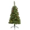 4’ White Mountain Pine Artificial Christmas Tree With 100 Clear LED Lights And Pine Cones -Artificial Flowers Sale artificial 4 white mountain pine artificial christmas tree with 100 clear led lights and pine cones nearly natural 669084
