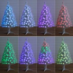 4' White Pre-Lit Fiber Optic Artificial Christmas Tree With 120 Colorful LED And Remote Control Show -Artificial Flowers Sale artificial 4 white pre lit fiber optic artificial christmas tree with 120 colorful led and remote control show nearly natural 294302