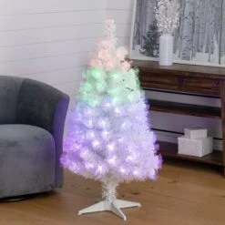 4' White Pre-Lit Fiber Optic Artificial Christmas Tree With 120 Colorful LED And Remote Control Show -Artificial Flowers Sale artificial 4 white pre lit fiber optic artificial christmas tree with 120 colorful led and remote control show nearly natural 301401