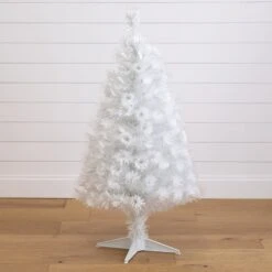 4' White Pre-Lit Fiber Optic Artificial Christmas Tree With 120 Colorful LED And Remote Control Show -Artificial Flowers Sale artificial 4 white pre lit fiber optic artificial christmas tree with 120 colorful led and remote control show nearly natural 452087