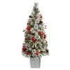 4' Winter Flocked Christmas Tree Pre-Lit With 50 Lights And Ornaments In Decorative Planter -Artificial Flowers Sale artificial 4 winter flocked christmas tree pre lit with 50 led lights and ornaments in decorative planter nearly natural 574678