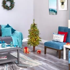 4' Wyoming Alpine Artificial Christmas Tree With 50 Clear (multifunction) LED Lights And Pine Cones On Natural Trunk -Artificial Flowers Sale artificial 4 wyoming alpine artificial christmas tree with 50 clear multifunction led lights and pine cones on natural trunk nearly natural 937785