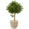 40” Olive Topiary Artificial Tree In Sand Stone Planter(Indoor/Outdoor) -Artificial Flowers Sale artificial 40 olive topiary artificial tree in sand stone planter uv resistant indooroutdoor nearly natural 682267