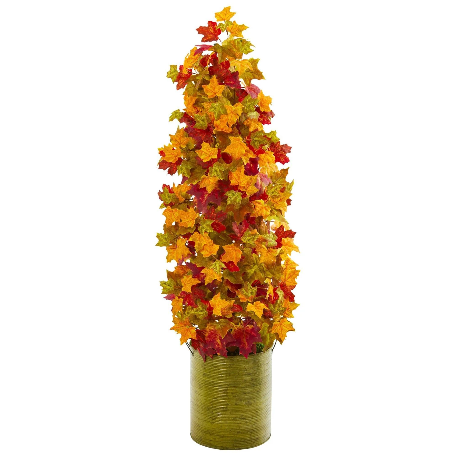 41” Autumn Maple Artificial Tree In Green Metal Planter 3 41” Autumn Maple Artificial Tree In Green Metal Planter