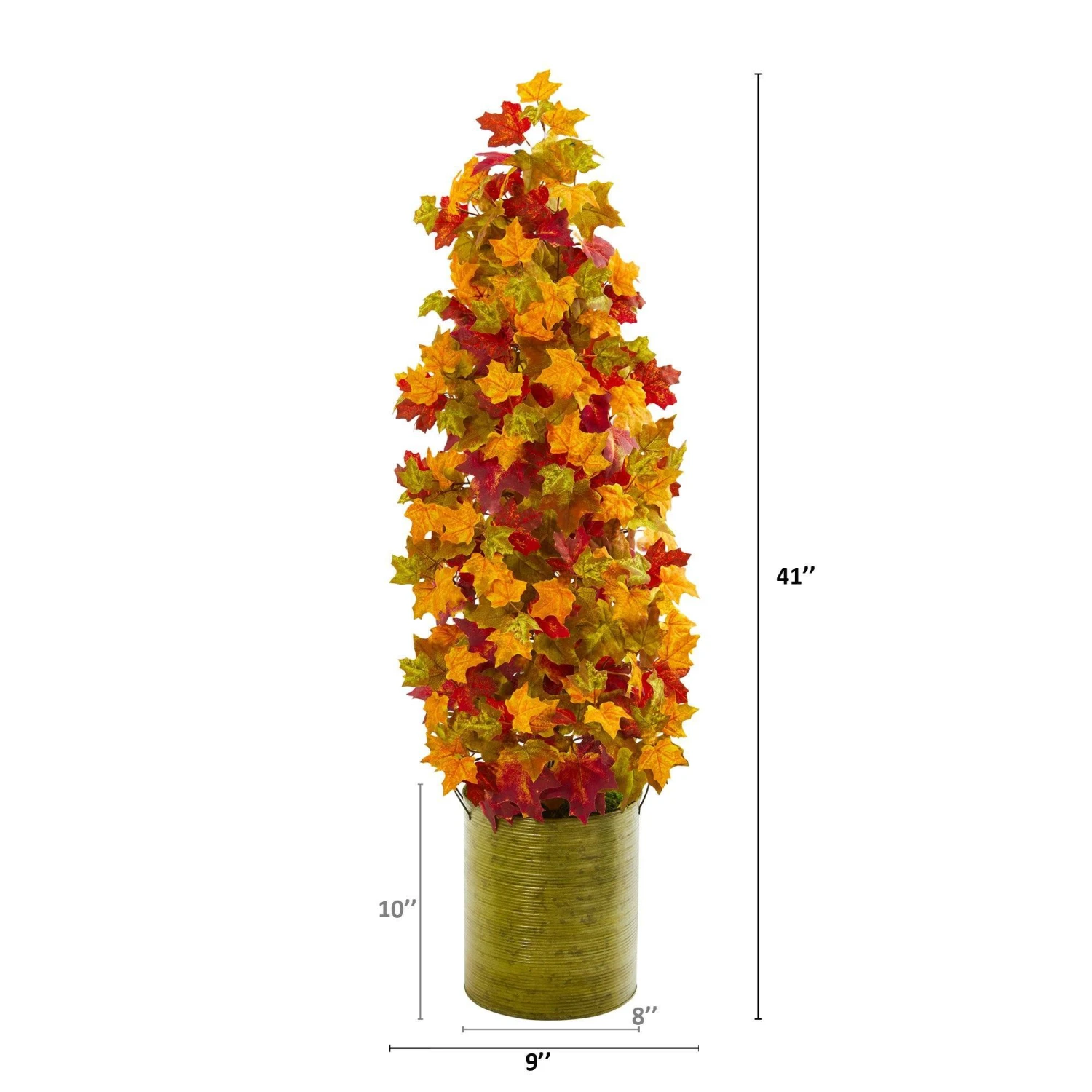 41” Autumn Maple Artificial Tree In Green Metal Planter 4 41” Autumn Maple Artificial Tree In Green Metal Planter - Image 2