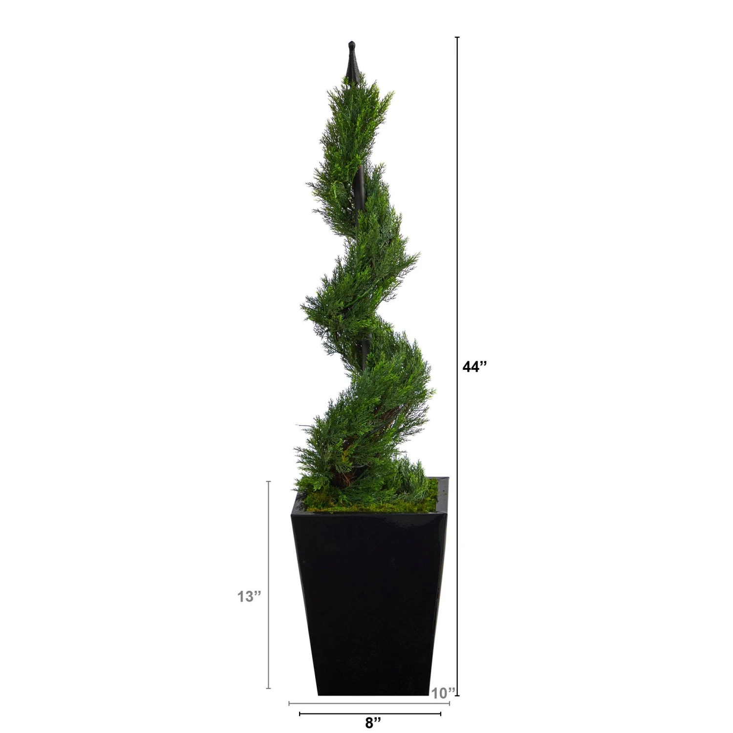 44” Cypress Spiral Topiary Artificial Tree In Black Metal Planter 4 44” Cypress Spiral Topiary Artificial Tree In Black Metal Planter - Image 2