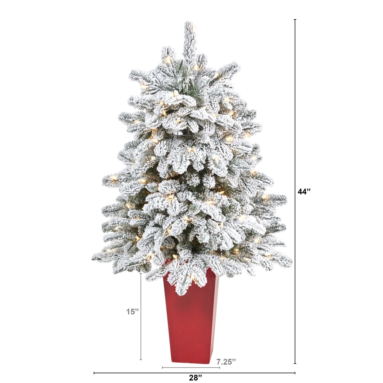 44” Flocked North Carolina Fir Artificial Christmas Tree With 150 Warm White Lights And 545 Bendable Branches In Planter 4 44” Flocked North Carolina Fir Artificial Christmas Tree With 150 Warm White Lights And 545 Bendable Branches In Planter - Image 2