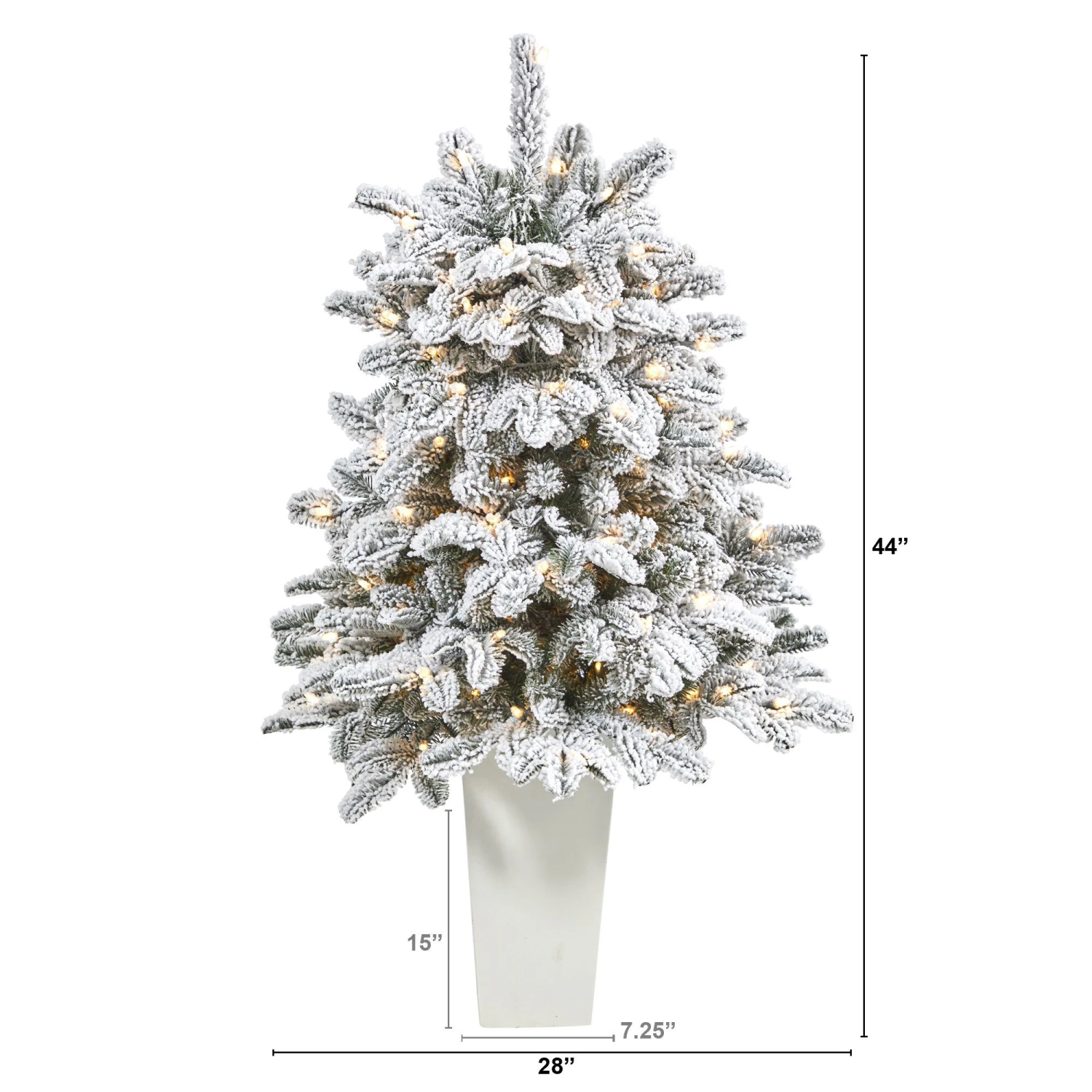 44” Flocked North Carolina Fir Artificial Christmas Tree With 150 Warm White Lights And 545 Bendable Branches In Planter 10 44” Flocked North Carolina Fir Artificial Christmas Tree With 150 Warm White Lights And 545 Bendable Branches In Planter - Image 8