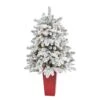 44” Flocked North Carolina Fir Artificial Christmas Tree With 150 Warm White Lights And 545 Bendable Branches In Planter -Artificial Flowers Sale artificial 44 flocked north carolina fir artificial christmas tree with 150 warm white lights and 545 bendable branches in planter nearly natural red 800618