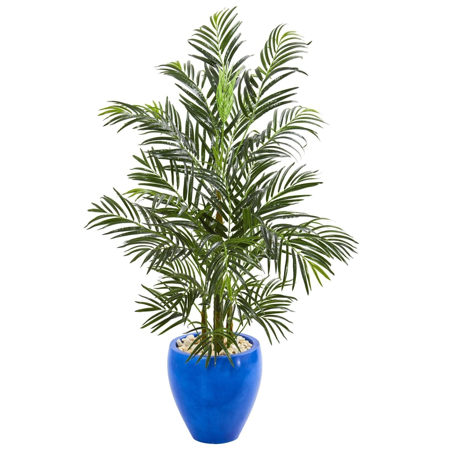 4.5’ Areca Palm Artificial Tree In Glazed Blue Planter(Indoor/Outdoor) 3 4.5’ Areca Palm Artificial Tree In Glazed Blue Planter(Indoor/Outdoor)