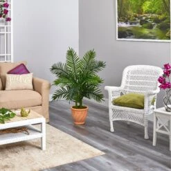 45” Areca Palm Artificial Tree In In Terra-Cotta Planter (Real Touch) -Artificial Flowers Sale artificial 45 areca palm artificial tree in in terra cotta planter real touch nearly natural 898325