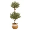 4.5' Artificial Olive Double Topiary With Handmade Jute & Cotton Basket With Tassels -Artificial Flowers Sale artificial 45 artificial olive double topiary 5 artificial bougainvillea tree with handmade jute cotton basket with tassels plant in planter nearly natural 188274