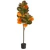 4.5’ Autumn Fiddle Leaf Artificial Fall Tree -Artificial Flowers Sale artificial 45 autumn fiddle leaf artificial fall tree nearly natural 907422