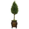 4.5’ Boxwood Cone Artificial Tree In Decorative Planter -Artificial Flowers Sale artificial 45 boxwood cone artificial tree in decorative planter nearly natural 748554