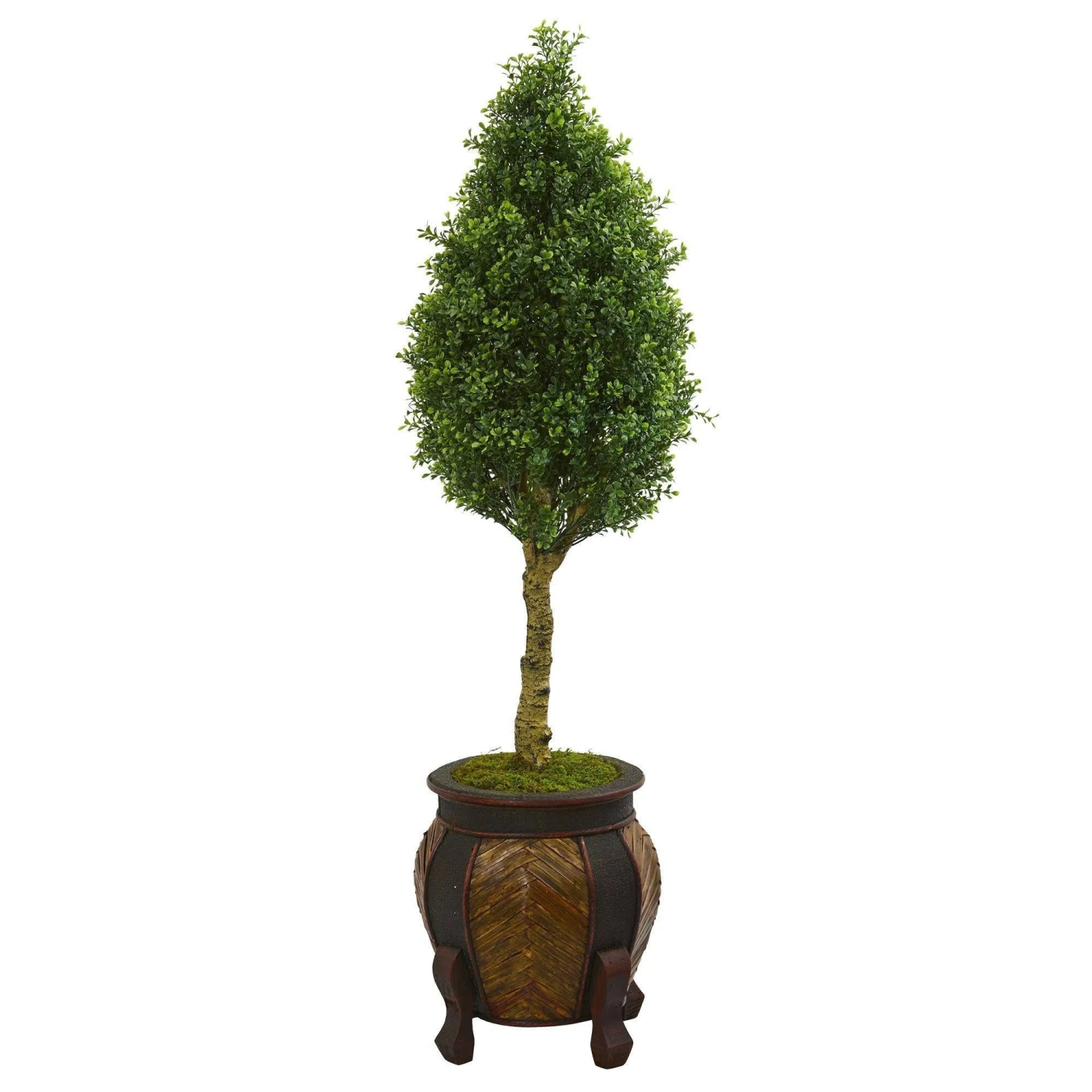 4.5’ Boxwood Cone Artificial Tree In Decorative Planter 3 4.5’ Boxwood Cone Artificial Tree In Decorative Planter