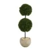 45” Boxwood Double Ball Artificial Topiary Tree In Sand Colored Planter (Indoor/Outdoor) -Artificial Flowers Sale artificial 45 boxwood double ball artificial topiary tree in sand colored planter uv resistant indooroutdoor nearly natural 550568