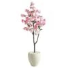 4.5’ Cherry Blossom Artificial Tree In White Planter -Artificial Flowers Sale artificial 45 cherry blossom artificial tree in white planter nearly natural 850892