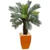 4.5’ Cycas Artificial Tree In Orange Planter (Indoor/Outdoor) 2 4.5’ Cycas Artificial Tree In Orange Planter (Indoor/Outdoor) -Artificial Flowers Sale artificial 45 cycas artificial tree in orange planter uv resistant indooroutdoor nearly natural 394364