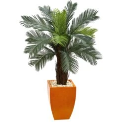 4.5’ Cycas Artificial Tree In Orange Planter (Indoor/Outdoor)