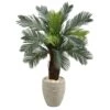 4.5’ Cycas Artificial Tree In Oval Planter (Indoor/Outdoor) -Artificial Flowers Sale artificial 45 cycas artificial tree in oval planter uv resistant indooroutdoor nearly natural 533479