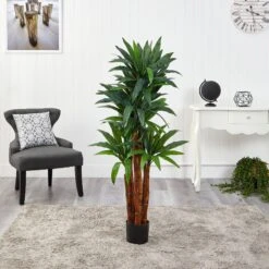 4.5’ Dracaena Artificial Tree With Natural Trunk -Artificial Flowers Sale artificial 45 dracaena artificial tree with natural trunk nearly natural 282759