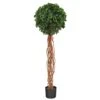 4.5’ English Ivy Single Ball Artificial Topiary Tree With Natural Trunk UV Resistant (Indoor/Outdoor)