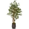 4.5’ Ficus Artificial Tree In Ribbed Metal Planter -Artificial Flowers Sale artificial 45 ficus artificial tree in ribbed metal planter nearly natural 156227