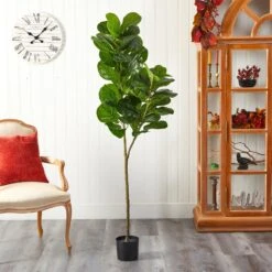 4.5’ Fiddle Leaf Fig Artificial Tree -Artificial Flowers Sale artificial 45 fiddle leaf fig artificial tree nearly natural 404733
