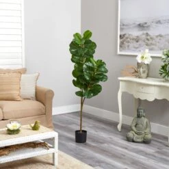 4.5’ Fiddle Leaf Fig Artificial Tree -Artificial Flowers Sale artificial 45 fiddle leaf fig artificial tree nearly natural 547409