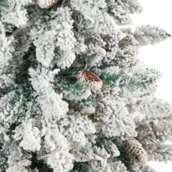 4.5’ Flocked Livingston Fir Artificial Christmas Tree With Pine Cones And 150 Clear Warm LED Lights In Tall White Planter 18 4.5’ Flocked Livingston Fir Artificial Christmas Tree With Pine Cones And 150 Clear Warm LED Lights In Tall White Planter -Artificial Flowers Sale artificial 45 flocked livingston fir artificial christmas tree with pine cones and 150 clear warm led lights in tall white planter nearly natural 731100