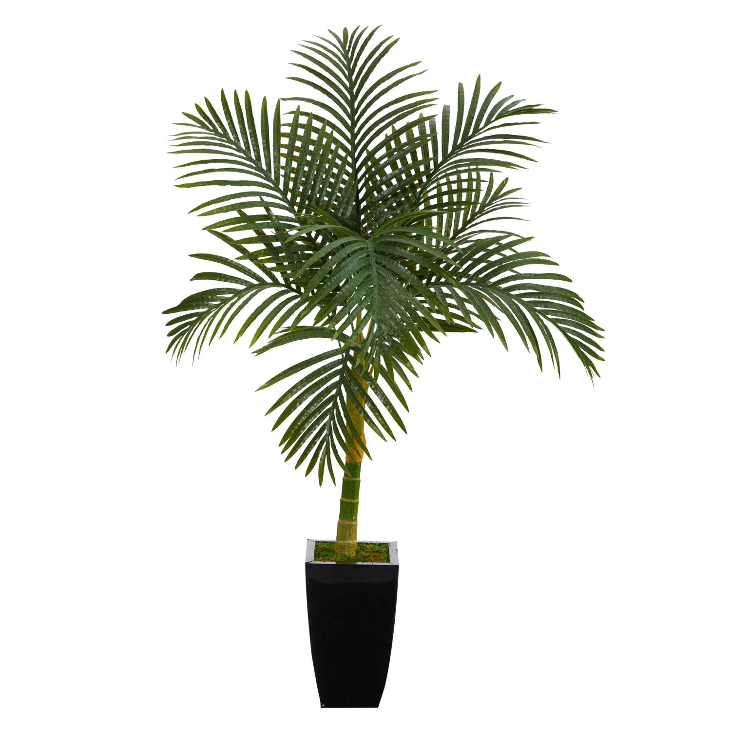 4.5’ Golden Cane Artificial Palm Tree In Black Metal Planter 3 4.5’ Golden Cane Artificial Palm Tree In Black Metal Planter