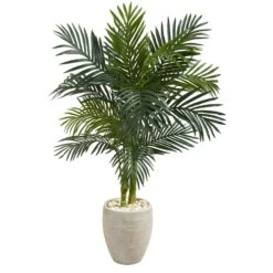 4.5’ Golden Cane Palm Artificial Tree In Oval Planter