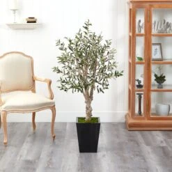 4.5’ Olive Artificial Tree In Black Metal Planter 8 4.5’ Olive Artificial Tree In Black Metal Planter -Artificial Flowers Sale artificial 45 olive artificial tree in black metal planter nearly natural 569864