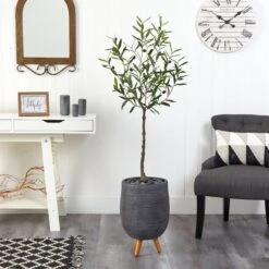 4.5’ Artificial Olive Tree In Gray Planter With Stand 8 4.5’ Artificial Olive Tree In Gray Planter With Stand -Artificial Flowers Sale artificial 45 olive artificial tree in gray planter with stand nearly natural 402425