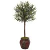 4.5’ Olive Topiary Tree In Weave Panel Planter 2 4.5’ Olive Topiary Tree In Weave Panel Planter -Artificial Flowers Sale artificial 45 olive topiary tree in weave panel planter nearly natural 346619