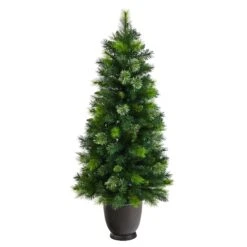 4.5’ Oregon Pine Christmas Tree In Decorative Planter -Artificial Flowers Sale artificial 45 oregon pine in decorative planter with 250 bendable branches and 100 warm white lights nearly natural 234644