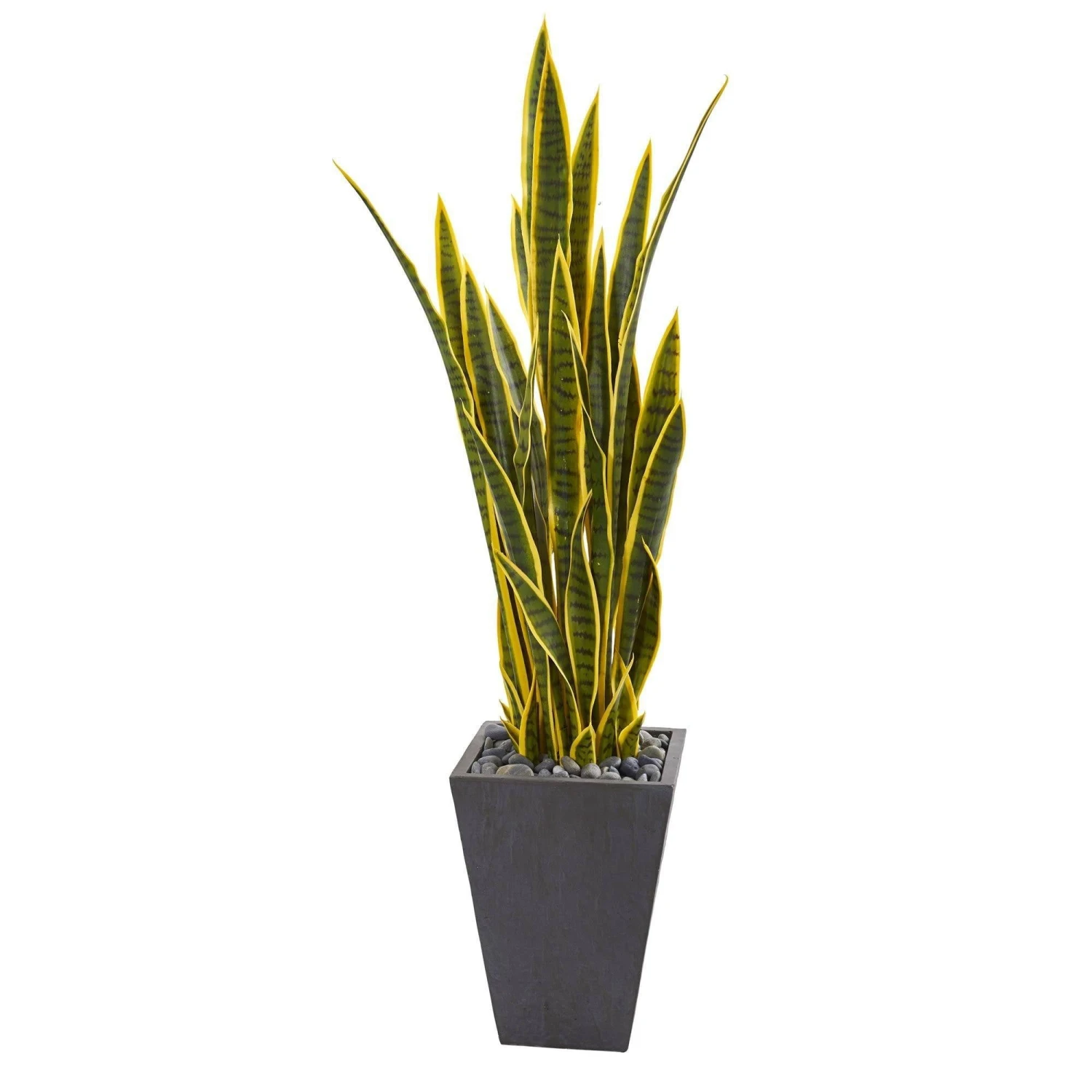 4.5’ Sansevieria Artificial Plant In Slate Planter 3 4.5’ Sansevieria Artificial Plant In Slate Planter