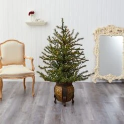 4.5’ Vancouver Mountain Pine Artificial Christmas Tree With 100 Clear Lights And 374 Bendable Branches In Decorative Planter 16 4.5’ Vancouver Mountain Pine Artificial Christmas Tree With 100 Clear Lights And 374 Bendable Branches In Decorative Planter -Artificial Flowers Sale artificial 45 vancouver mountain pine artificial christmas tree with 100 clear lights and 374 bendable branches in decorative planter nearly natural 160607