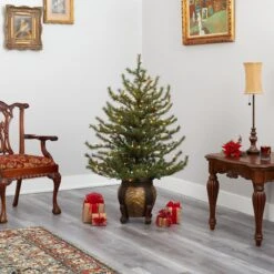 4.5’ Vancouver Mountain Pine Artificial Christmas Tree With 100 Clear Lights And 374 Bendable Branches In Decorative Planter 17 4.5’ Vancouver Mountain Pine Artificial Christmas Tree With 100 Clear Lights And 374 Bendable Branches In Decorative Planter -Artificial Flowers Sale artificial 45 vancouver mountain pine artificial christmas tree with 100 clear lights and 374 bendable branches in decorative planter nearly natural 509032