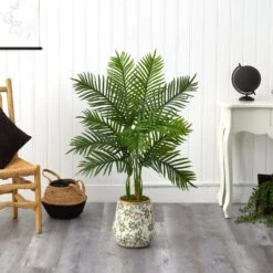 46” Areca Palm Artificial Tree In Floral Print Planter (Real Touch) 7 46” Areca Palm Artificial Tree In Floral Print Planter (Real Touch) -Artificial Flowers Sale artificial 46 areca palm artificial tree in floral print planter real touch nearly natural 116227