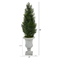 46” Mini Cedar Artificial Pine Tree In Decorative Urn UV Resistant (Indoor/Outdoor) -Artificial Flowers Sale artificial 46 mini cedar artificial pine tree in decorative urn uv resistant indooroutdoor nearly natural 922389