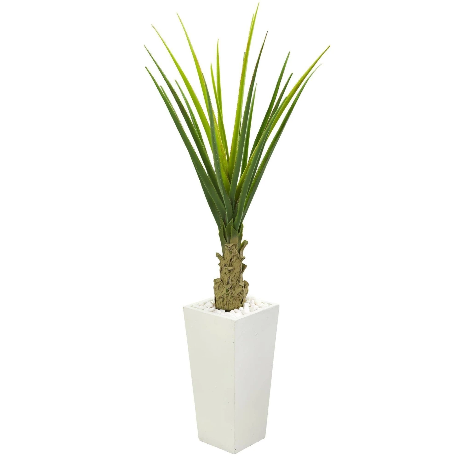 5’ Agave Artificial Plant In White Planter 3 5’ Agave Artificial Plant In White Planter